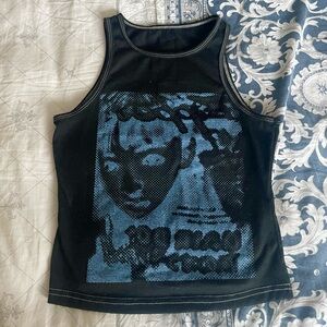 Cyber Grunge Y2K Cropped Black Tank Top
